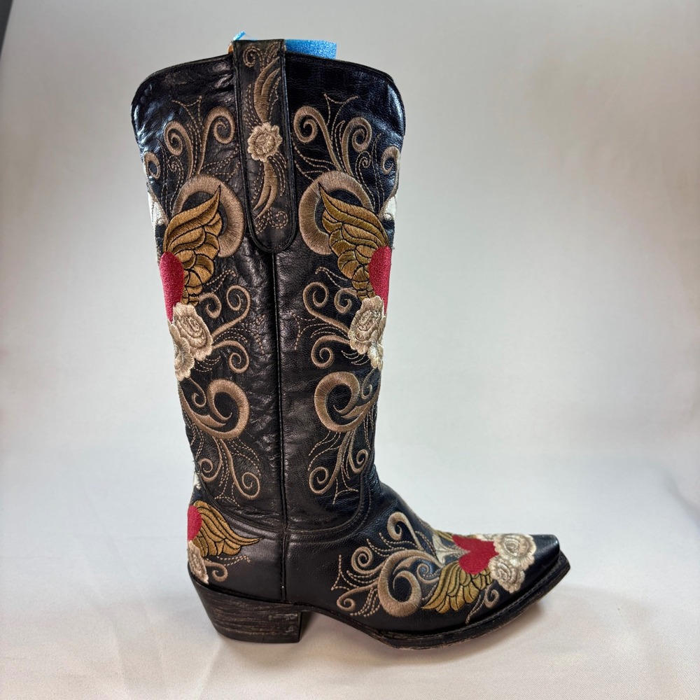 Old Gringo Grace L-639-1 Boots Women 6.5 Black Heart Wings Embroidered Western